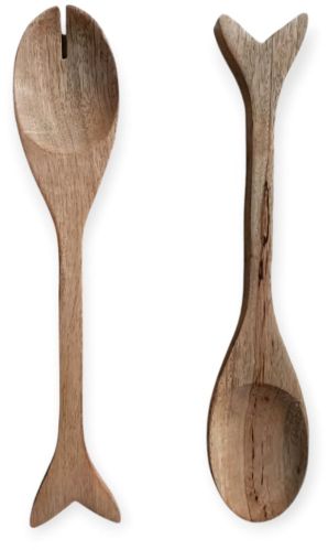 Goodmark Products Wood Non Polished Fish Shape Serving Spoon Set