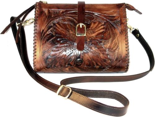 Leather Purse with Adjustable Strap, Color : Brown