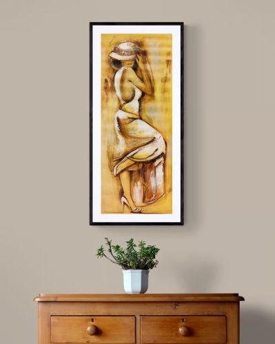 Elegant Framed Art Depicting a Woman Painting