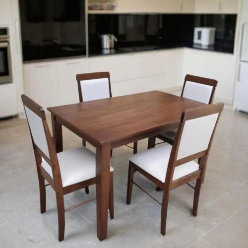 4-seater Dinning Table 4-cushioned Fabric Dining Chair Set