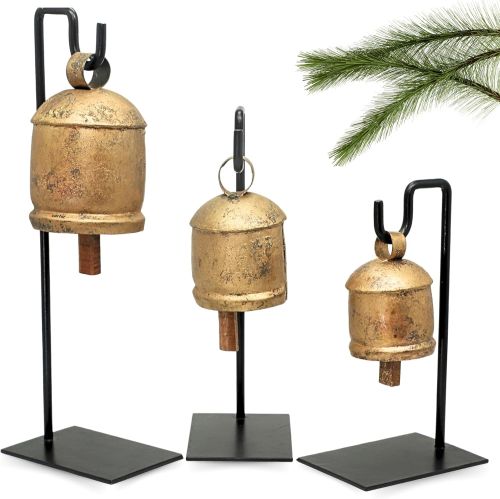 Shabby Chic Set of 3 Harmony Bells with Metal Stand