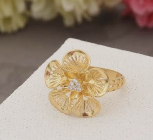 Ladies Flower Gold Ring, Color : Golden