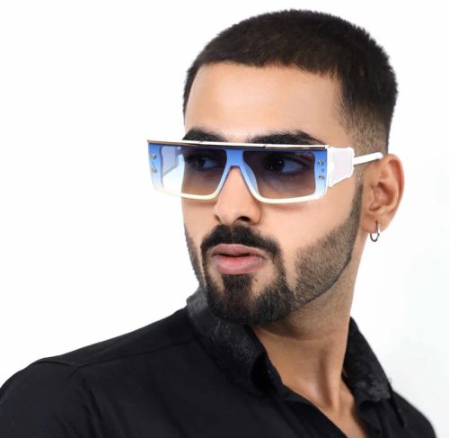 Riff Blue Rectangle Men Sunglasses, Color : Black (Frame)