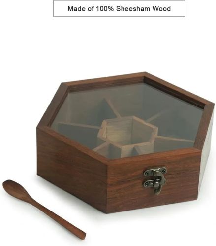 Hexagonal Spice Box 7 Compartments, 100 ML Each
