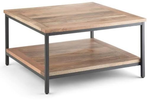 Solid Mango Hardwood Wooden & Iron Square Center Table
