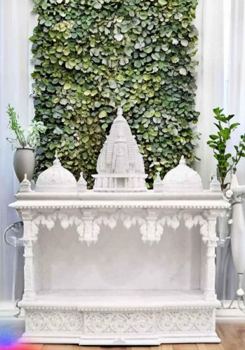 Plain Polished Handmade White Marble Temple for Worship Use