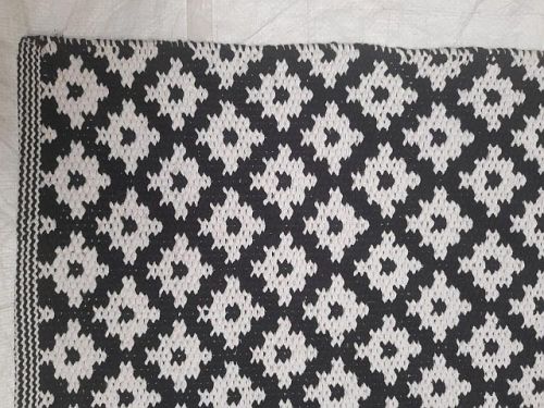 Black and White Handmade Cotton Durrie for Home