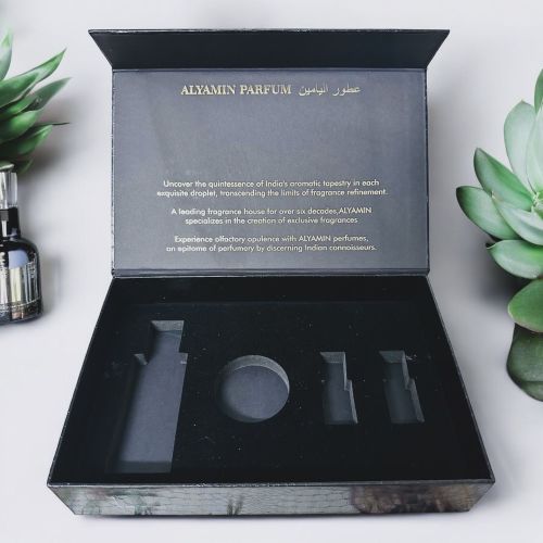 Cardboard Printed Rigid Box With EVA Foam Buffers, Color : Black