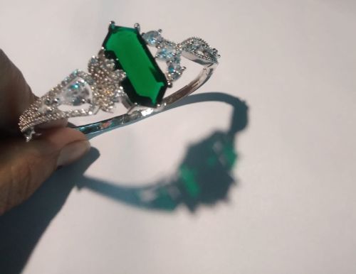 Polished Designer Green Crystal Cubic Zirconia Bracelet