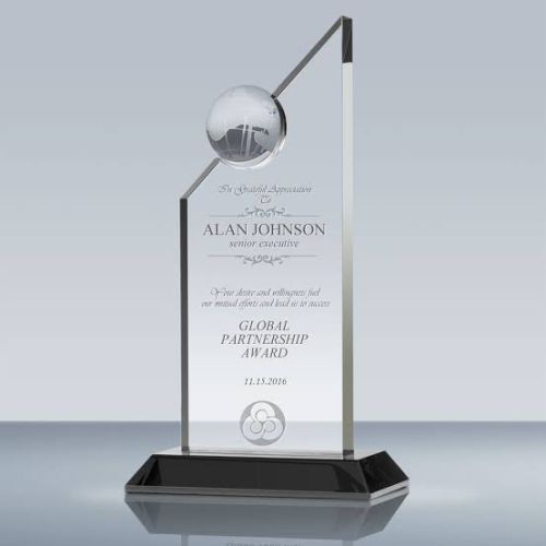 Globe Crystal Trophy, Color : Transparent Award