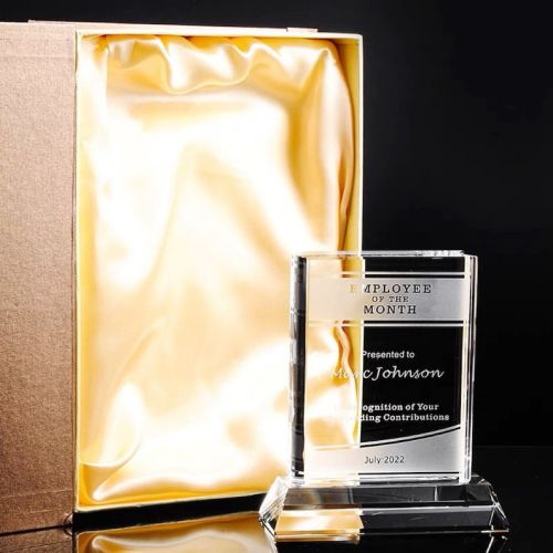 Rectangular Crystal Glass Trophy, Color : Transparent