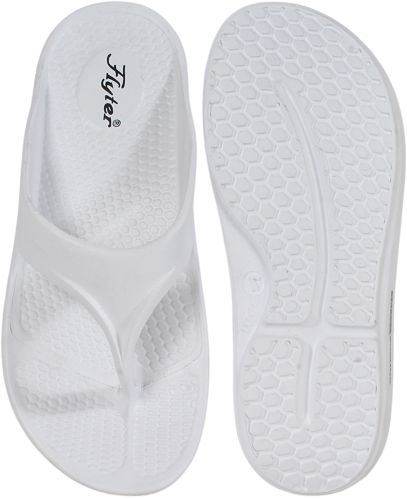 FLYTER Plain Rubber Mens White V Shape Slippers 6, 7, 8, 9, 10