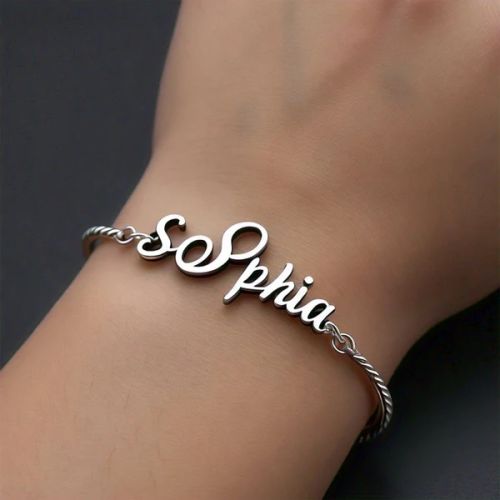 Chandra Silver Men's Your Personal Custom Ladies Name Bracelet