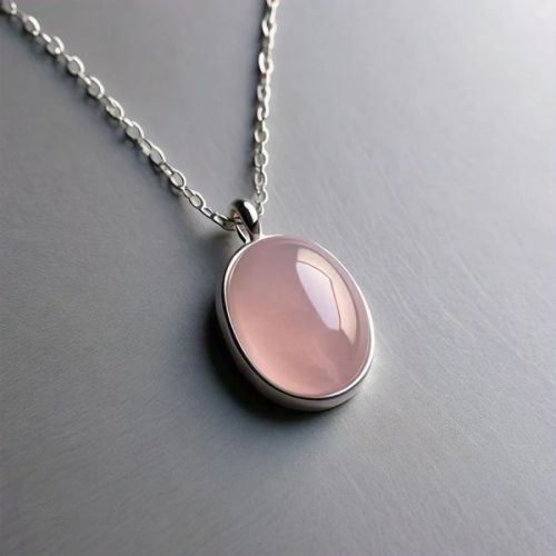 Women Cora Sterling Silver Oval Rose Quartz Necklace