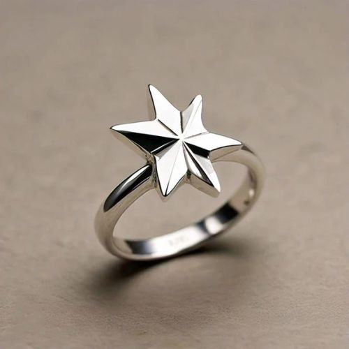 Women Devika Sterling Silver Eastern Minimalist North Star Ring