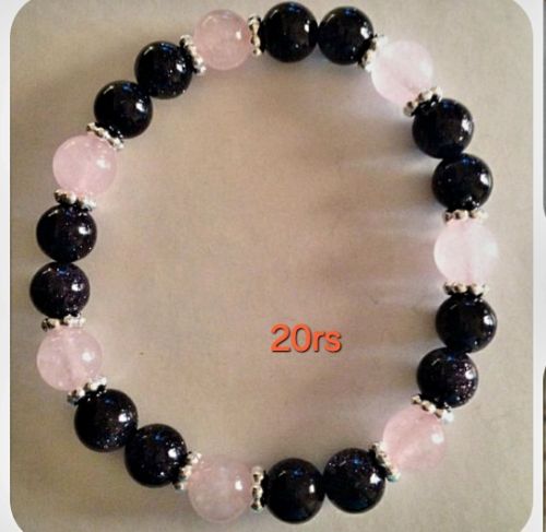 Glass Black & White Beaded Bracelet