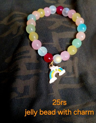 Glass Multicolor Jelly Beaded Charm Bracelet