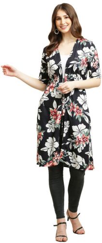 Ladies Flower Print Premium Chiffon Long Shrug