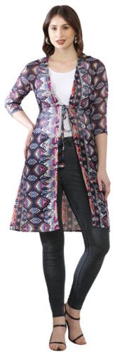 Ladies Violet Print Premium Chiffon Long Shrug
