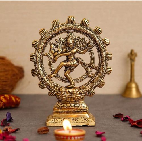 Plain Polished Golden Natraj Statue, Packaging Type : Box