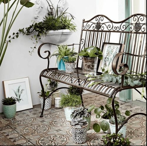 Iron Terrace Hill Metal Bench for Outdoor