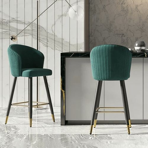 Velvet Fabric Vikinterio Adjustable Bar Stool Counter Stool