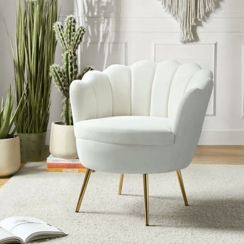 Vikinterio Upholstered Barrel Chair-ivory Velvet