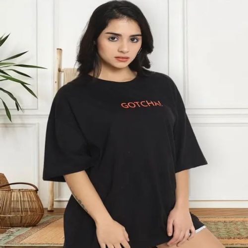 Ladies Cotton Printed Oversized T Shirt M, XL, XXL