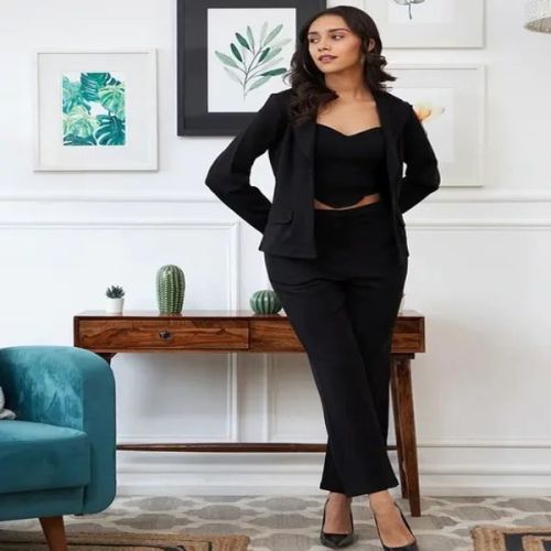 Plain Ladies Formal Wear Lycra Cord Set XL, Packaging Type : Black