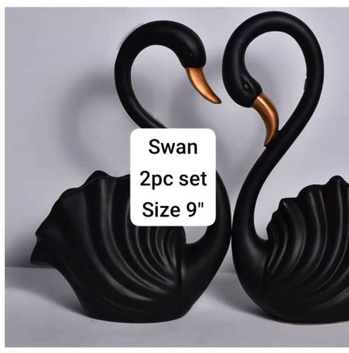 Color Coated Black Polyresin Swan Pair Statue, Packaging Type : Box