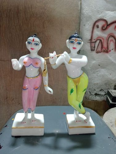 Marble Dust Iskcon Radha Krishna Statue, Packaging Type : Multicolors