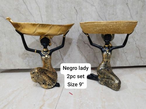 Color Coated Polyresin Golden Negro Lady Statue for Home Decor