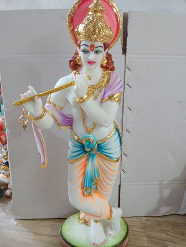 Color Coated Polyresin Playing Flute Krishna Statue for Home, Temple