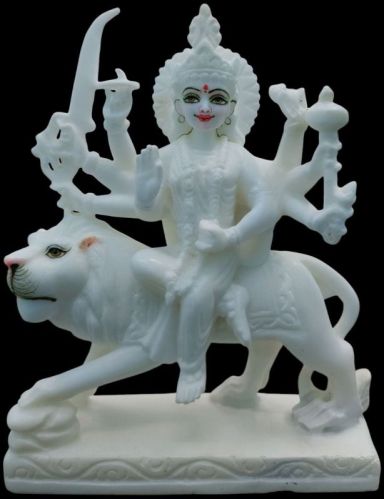 Polished Maa Durga Marble Statue, Color : White Antique