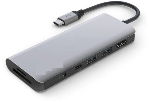 USB-c 7-in-1 Multiport Hub Adapter, Color : Grey, Weight : 100-200gm