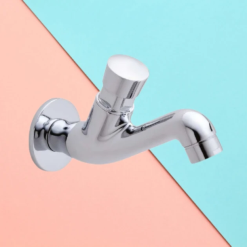 Ramson Brass Chrome Auto Closing Bib Cock, Color : Silver for Bathroom