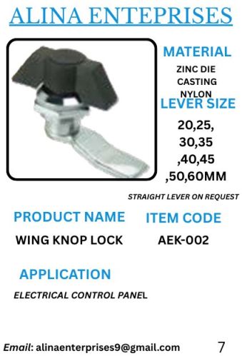 Metal Wing Knob Lock, Color : Silver