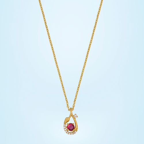 Ladies Designer Gold Plated Pendant With Chain