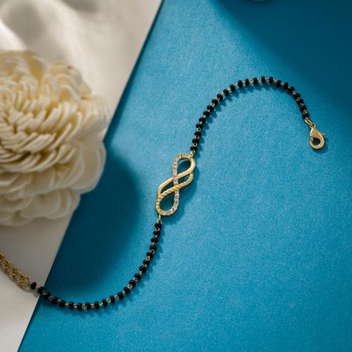 Ladies Gold Plated Fancy Mangalsutra Bracelet, Color : Golden Black