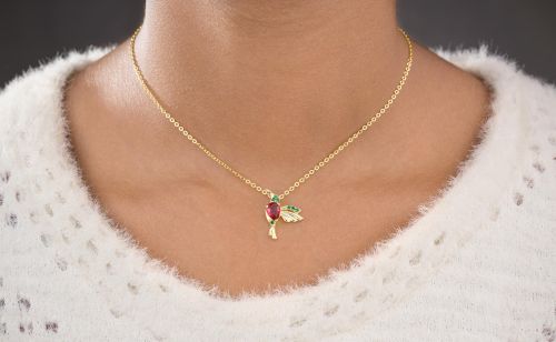 Ladies Hummingbird Gold Plated Pendant With Chain