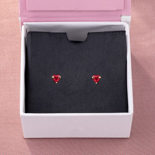Ladies Scarlet Heart Gold Plated Stone 925 Sterling Silver Earrings