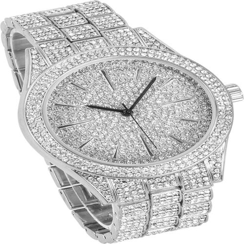 Mens Diamond Watch, Color : Silver Party Wear Classy