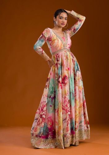 Printed Gown, Sleeve Style : Full Sleeve, Packaging Type : Pink