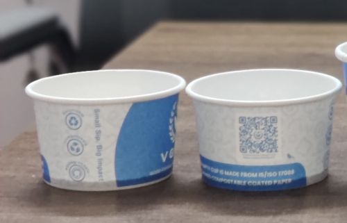 V Green Printed 80ml Bio Compostable Paper Cup Single Wall