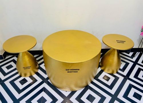 MS Iron Gold Powder Finished Hamit Design Coffee Table