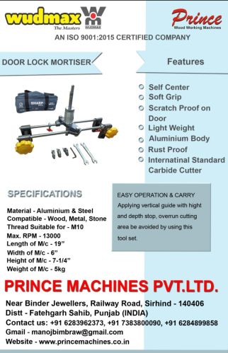 Manual Door Lock Mortising Machine, Color : Aluminium Body
