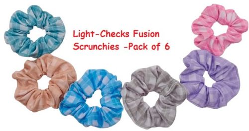 Bright Checks Hair Scrunchies-RB-171-L Curly, Straight, Wavy