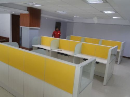 Purple Powder Coated Glass Linear Office Workstation 1200x600x1200