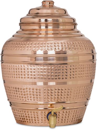 Deep Hammered Pure Copper Matka with Lacquered