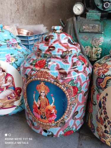 Printed Polished Meena Coating Copper Pot Multisize for Home